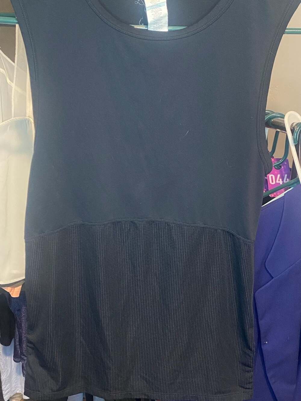 Fabletics Cashel Tank Black Textured Cinch Side Tank Top XXS